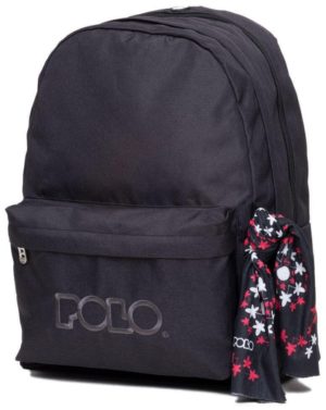 Polo Original Double Scarf Σχολική Τσάντα Πλάτης Γυμνασίου - Λυκείου σε Μαύρο χρώμα 9-01-235-2002