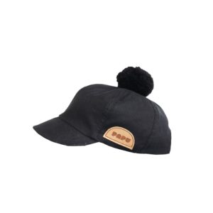 Καπέλο υφασμάτινο μαύρο με pom-pom Papu οργανικό βαμβάκι 3-5 ετών (98-110εκ.)