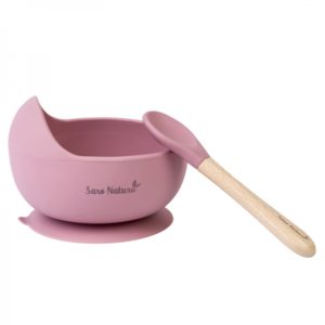 Σετ φαγητού bowl & κουτάλι Saro Nordic Wave Pink 4+m