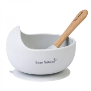 Σετ φαγητού bowl & κουτάλι Saro Nordic Wave Grey 4+m