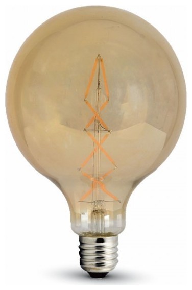LED V-TAC Λάμπα Ε27 8W Filament Σφαιρική G125 Amber Θερμό 2200K
