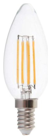 V-TAC Λάμπα LED E14 Κερί Filament 6W θερμό λευκό 3000K γυαλί διάφανο SKU: 212848