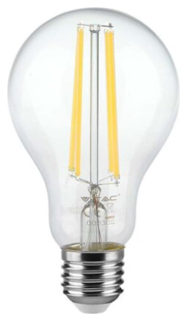 V-TAC Λάμπα LED E27 A60 Filament 12W ψυχρό λευκό 6500K γυαλί διάφανο 125lm/W SKU: 217460