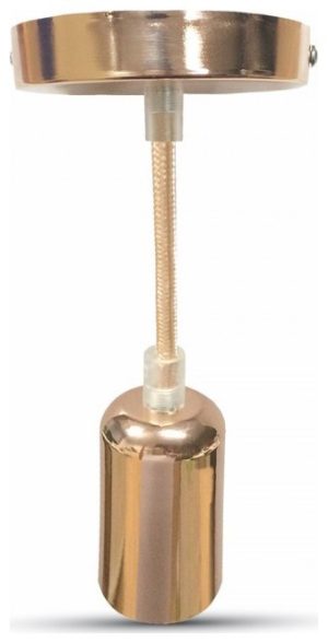 Κρεμαστό Φωτιστικό V-TAC ROSE GOLD με υφασμάτινο καλώδιο και ντουί Ε27 3777