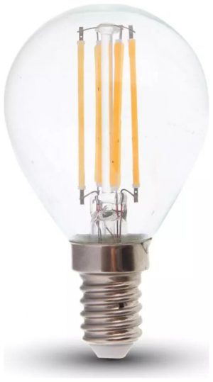 V-TAC Λάμπα LED E14 P45 Filament 6W Φυσικό λευκό 4000K Γυαλί διάφανο 2846