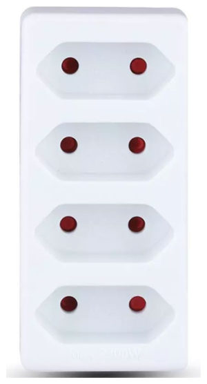 V-TAC Πολύπριζο σούκο τοίχου με 4 εξόδους απλές σε λευκό σώμα 8785