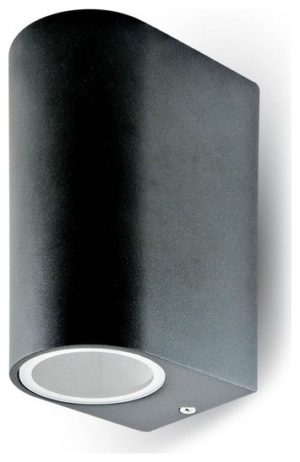 Φωτιστικό Τοίχου Σποτ Διπλό V-TAC Πάνω- Κάτω Αλουμινίου Μαύρο Στρογγυλό με Ντουί 2χGU10 220V 7509