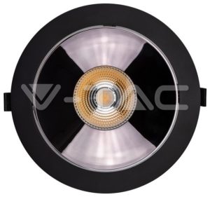 LED V-TAC Φωτιστικό Σποτ Αλουμινίου 30W Στρογγυλό SAMSUNG COB reflector Μαύρο Ψυχρό Λευκό 20059