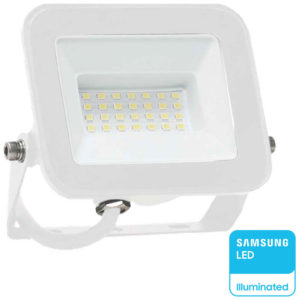 V-TAC Προβολέας LED SMD 30W 2505lm 115° IP65 Samsung Chip PRO-SERIES Άσπρο Σώμα Άσπρο Γυαλί Φυσικό Λευκό 10024
