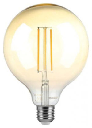 V-TAC Λάμπα LED E27 G125 Filament 8W θερμό λευκό 2200K γυαλί διάφανο amber SKU: 217155