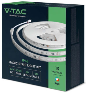 V-TAC Κιτ Ταινίας Magic LED RGB WiFi-Bluetooth 24V DC 13W SMD 5050 60LEDs/m 120° IP65 με Τηλεχειριστήριο και Τροφοδοτικό 23146 (5μέτρα)