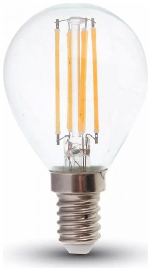 V-TAC Λάμπα LED E14 P45 Filament 6W Θερμό λευκό 3000K Γυαλί διάφανο (130 LM/W) 2854