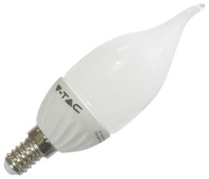 LED V-TAC Λαμπα E14 4W κερακι σχήμα φλόγας Φώς Ημέρας 4156