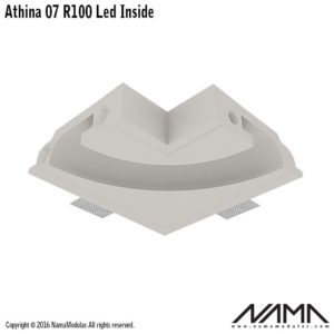 Γύψινη Γωνία Συνένωσης Εσωτερική για Κυκλική Συνέχεια της Ταινίας R100 για Γύψινα Προφίλ Λευκό Athina 07 R100 Led Inside