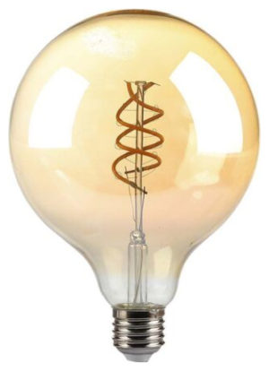 V-TAC Λάμπα LED E27 G125 Filament 6W θερμό λευκό 1800K γυαλί amber SKU:217328