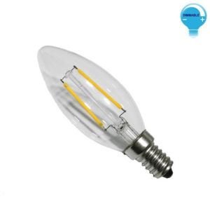 LED Λάμπα E14 2W Kεράκι Filament Edison Θερμό Dimmable 44001
