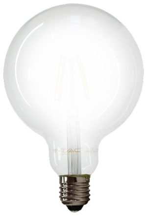 LED V-TAC Λάμπα Ε27 7W Filament Σφαιρική G125 Frost Cover A++ Ψυχρό Λευκό 6400Κ 7190