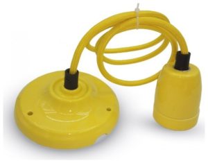 Κρεμαστό Φωτιστικό V-TAC Απλό Πορσελάνης Κίτρινο με ντουί Ε27 3809