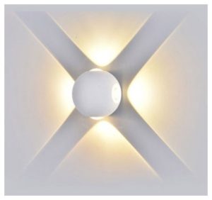 Φωτιστικό Τοίχου Απλίκα V-TAC Σφαίρα με Φως 4 Ακτίνες, Σώμα Λευκό, 4W IP65 Θερμό Λευκό 8551
