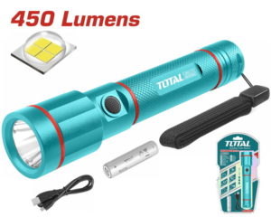 Φακός LED TOTAL Επαναφορτιζόμενος Λιθίου 50-450 Lumens Επαγγελματικός ( TCFL1865051 )