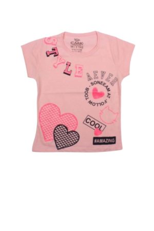 Παιδική Κοντομάνικη Μπλούζα Για Κορίτσια 02-30305 - ΡΟΖ