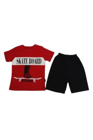 Σετ Παιδικό Μπλουζάκι Παντελονάκι Skate Board D0621 - ΚΟΚΚΙΝΟ