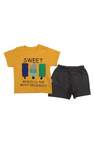Σετ Παιδικό Μπλουζάκι Παντελονάκι Sweet And Colorful W2107 - ΚΙΤΡΙΝΟ