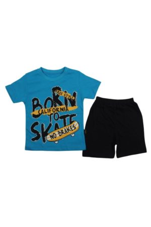 Σετ Παιδικό Μπλουζάκι Παντελονάκι Born to Skate W0622 - ΓΑΛΑΖΙΟ