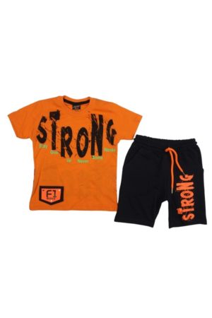 Σετ Παιδικό Μπλουζάκι Παντελονάκι Strong F10106 - ΠΟΡΤΟΚΑΛΙ