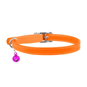 Collar Περιλαίμιο Δερμάτινο Glamour Πορτοκαλί για Γάτες 22-30 cm
