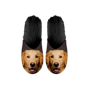 Παντόφλες Golden Retriever Ζευγάρι Χρώμα Μαύρο με Σκύλους EU 39-42
