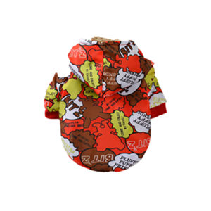 Μπουφάν με Κουκούλα & Σχέδια Bubbles για Σκύλο Κόκκινο-Κίτρινο-Καφέ L: 35cm