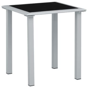 310541 GARDEN TABLE BLACK AND SILVER 41X41X45 CM STEEL AND GLASS 310541