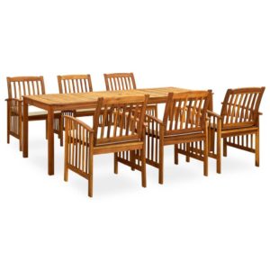 3058090 7 PIECE GARDEN DINING SET WITH CUSHIONS SOLID ACACIA WOOD (45963+2X312129) 3058090