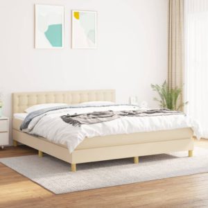 ΚΡΕΒΑΤΙ BOXSPRING ΜΕ ΣΤΡΩΜΑ ΚΡΕΜ 180X200 ΕΚ. ΥΦΑΣΜΑΤΙΝΟ 3140958