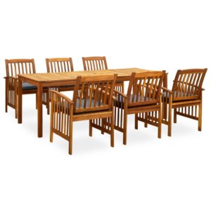 3058092 7 PIECE GARDEN DINING SET WITH CUSHIONS SOLID ACACIA WOOD (45963+2X312131) 3058092