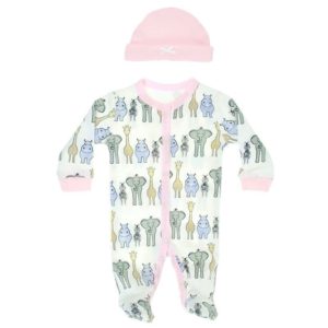 Σετ υπνόσακος-καπέλο για πρόωρα μωρά σαφάρι ροζ Soft Touch