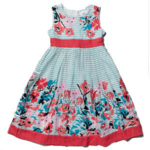 Παιδικό φόρεμα γαλάζιο ριγέ φλοράλ T20355 Miss