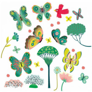 Αυτοκόλλητα Παράθυρου Πεταλούδες στον κήπο Djeco