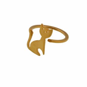 Antria Ανοιχτό δαχτυλίδι γάτα από επιχρυσωμένο ασήμι