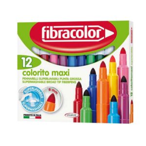 Μαρκαδόροι Χοντροί FIBRACOLOR SuperWashable 12 χρώματα