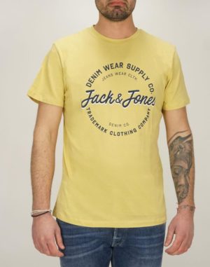 Jack & Jones Ανδρική Βαμβακερή Μπλούζα Κίτρινο Regular Fit (12222339) (Βαμβάκι)