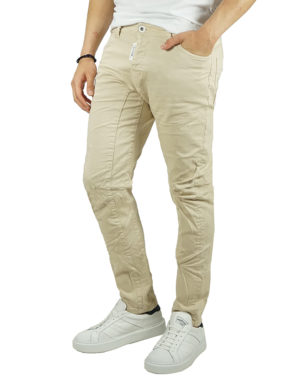 Cover Ανδρικά Βαμβακερά Jeans BIKER Μπεζ Skinny Fit (I0041-24) (98% Βαμβάκι, 2% Ελαστάνη)