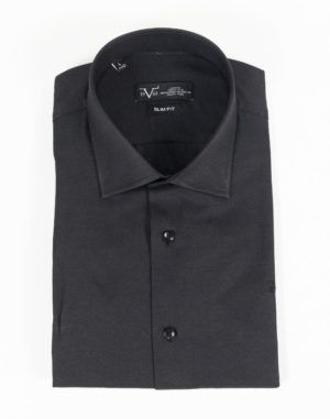 Versace 19.69 Abbigliamento Sportivo Ανδρικό Βαμβακερό Μακρυμάνικο Πουκάμισο RIVA Μαύρο Slim Fit (RIVA) (70% Βαμβάκι, 30% πολυεστέρας)