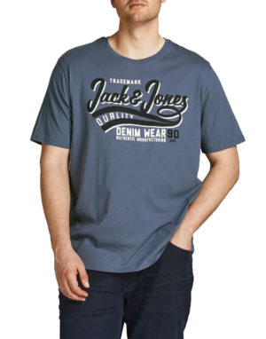 Jack & Jones Ανδρική Βαμβακερή Μπλούζα Γκρι Regular Fit (12193090) (100% Βαμβάκι)