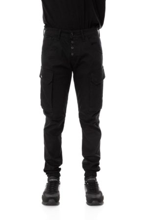 Cover Ανδρικό Βαμβακερό Παντελόνι ARMY Μαύρο Regular Fit (M0186-27) (98% Βαμβάκι, 2% Ελαστάνη)