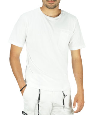 NDC Ανδρική Βαμβακερή Μπλούζα Άσπρο Slim Fit (222-933) (100% Βαμβάκι)
