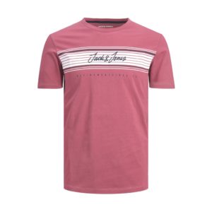 Jack & Jones Ανδρική Βαμβακερή Μπλούζα Ροζ Regular Fit (12200540) (100% Βαμβάκι)