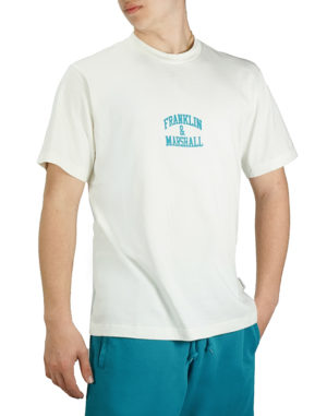 Franklin & Marshall Ανδρική Βαμβακερή Μπλούζα Άσπρο Slim Fit (JM3009.000.1000P01-002) (100% Βαμβάκι)