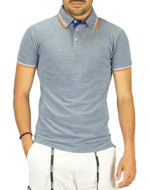 Marcus Ανδρική Βαμβακερή Μπλούζα Polo Σιέλ Slim Fit (27-200033) (80% Βαμβάκι, 20% Πολυεστέρας)